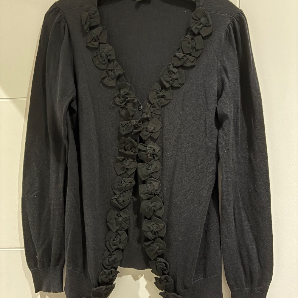 Ted Baker cotton cardigan with black floral button panel